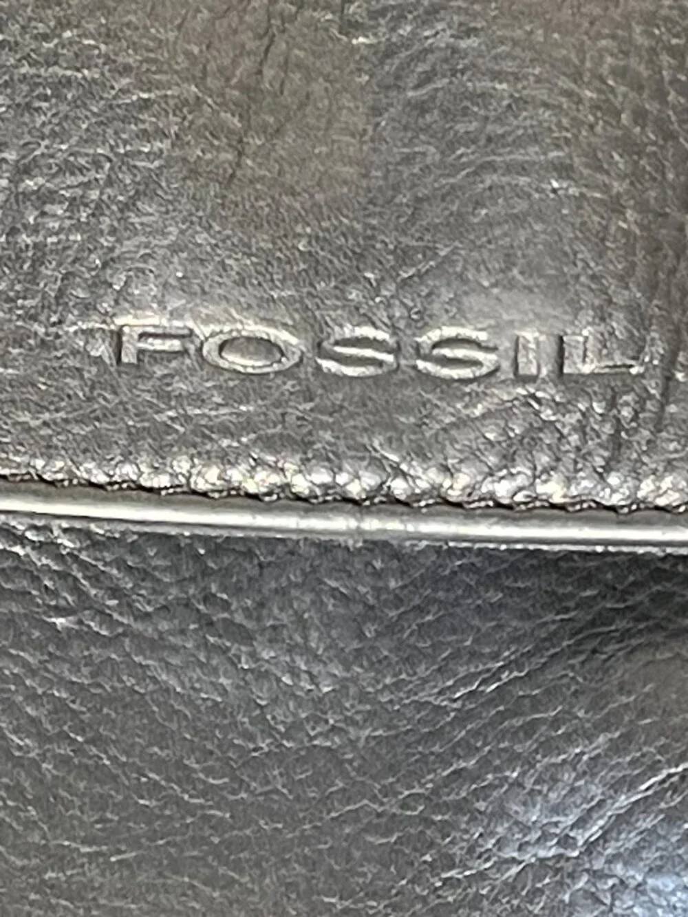 Vintage Fossil Black Leather Crossbody Bag Organizer Wallet Purse Y2K